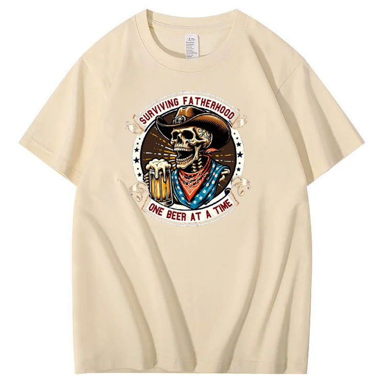 One Beer At A Time Pattern Print 100%Cotton T-Shirt