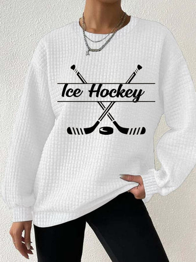 Women's Ice Hockey Printed Daily Long Sleeve Crew Neck Sweatshirt