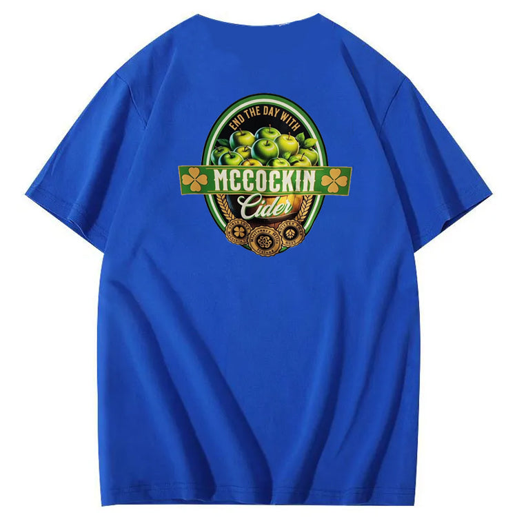 Mccuckin Cider Print Pattern Crew Neck T-Shirt