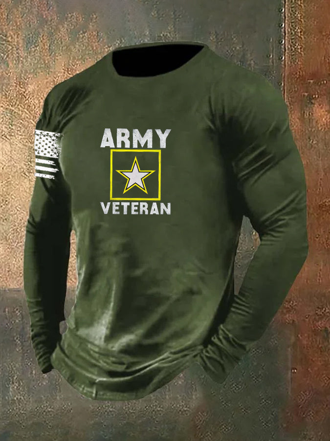 Men's Army Veteran  Pattern Long Sleeve T-Shirt