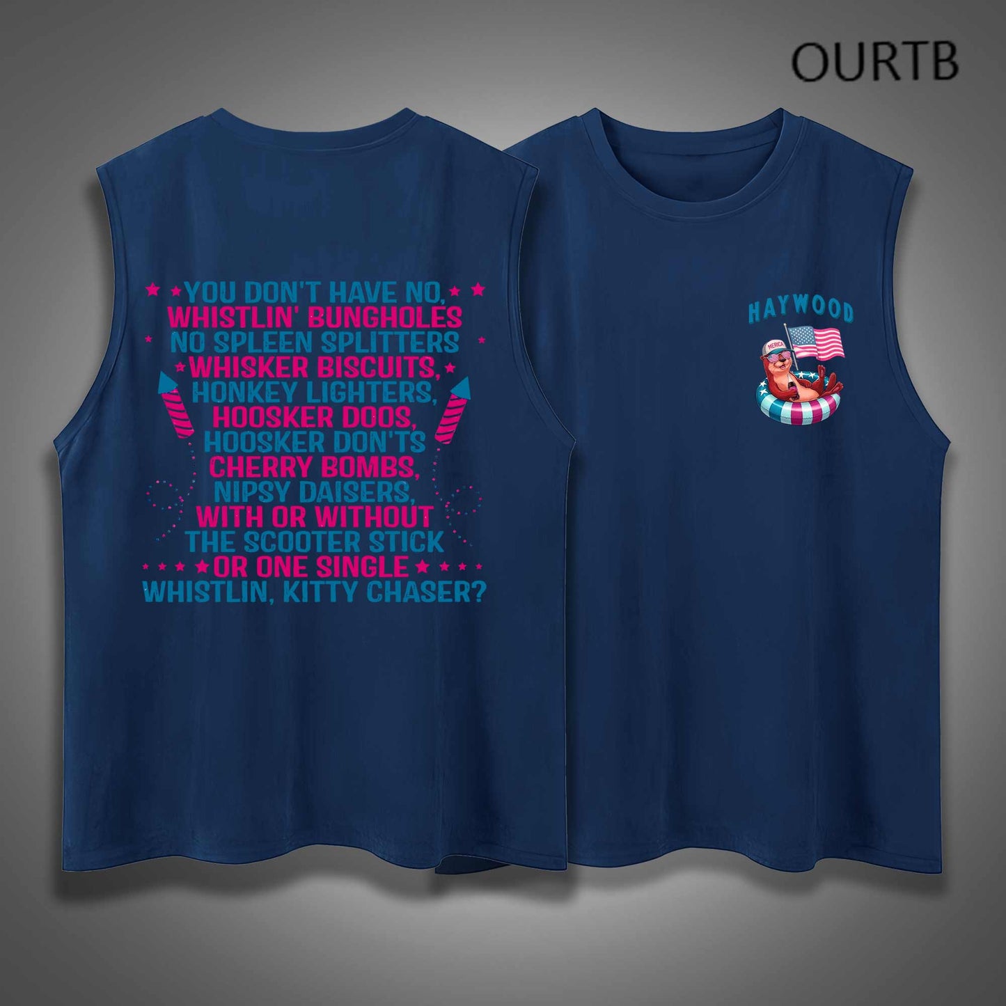 Haywood Beaver USA Independence Day Funny Adult Discomfort Art Print Cotton Sleeveless Tank Tops