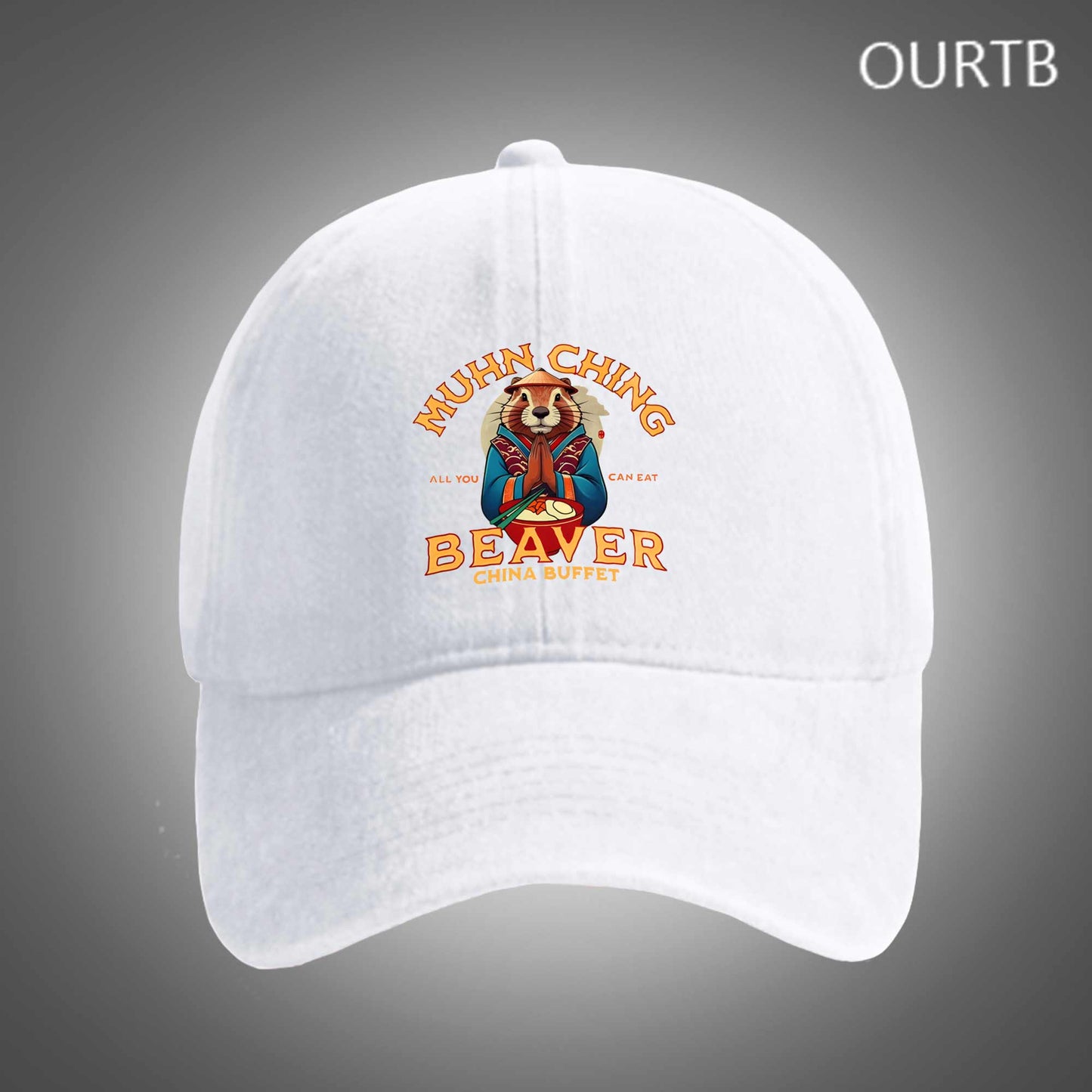 Muhn China All You Can Eat Beaver China Buffet Funny Art Print Unisex Distressed Cotton Washed Art Print Hat