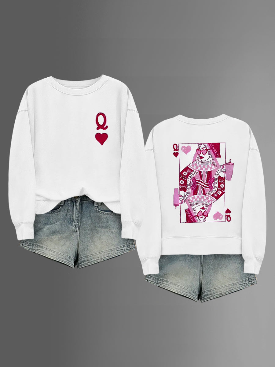Women's The Queen Of Heart Art Pattern Print Sweatshirt
