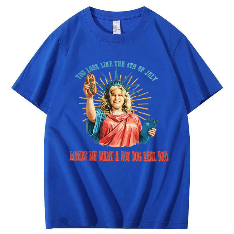 Makes Me Want A Hot Dog Real Bad Pattern Print T-Shirt