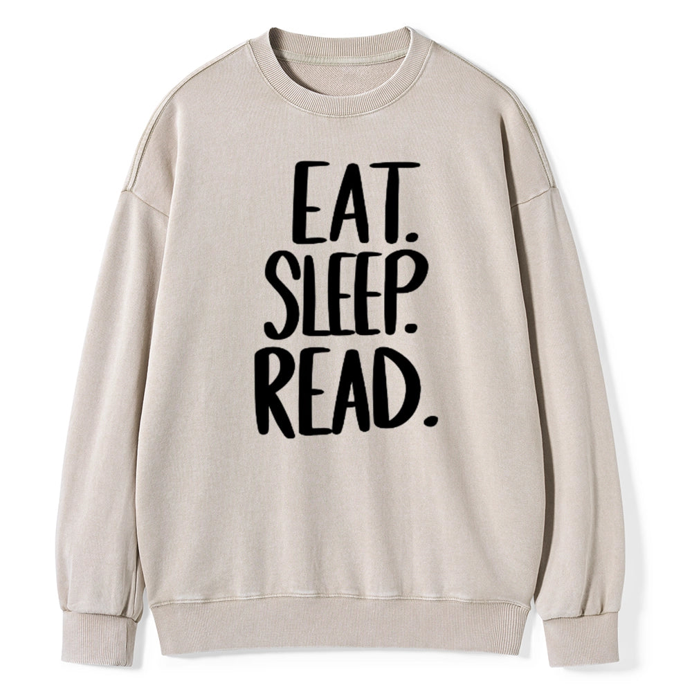 Eat Sleep Read Unisex Washed Sweatshirt