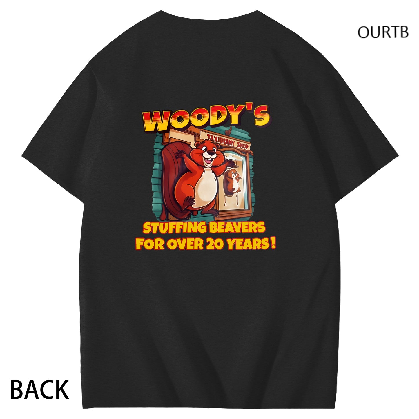 Woody's Stuffing Beavers For Over 20 Years Funny Art Pattern Print T-Shirt