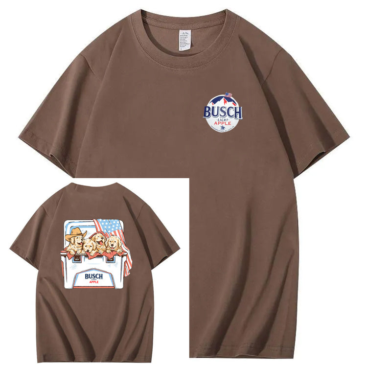 Happy Dogs And American Flag Pattern Print T-Shirt