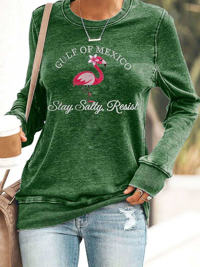 Women's Gulf Of Mexico Print Round Neck Sweatshirt