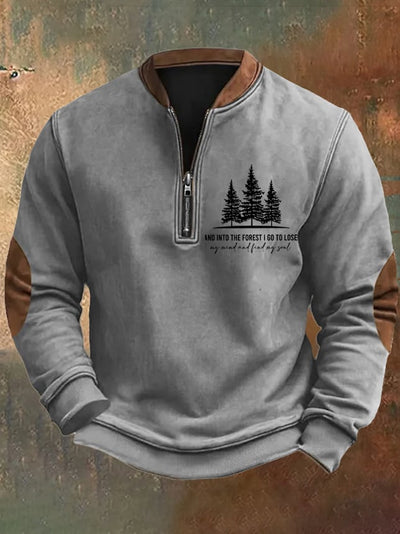 Men's Retro Hiking Outdoors Camping And Into The Forest I Go To Lose My Mind And Find My Soul Printed Sweatshirt