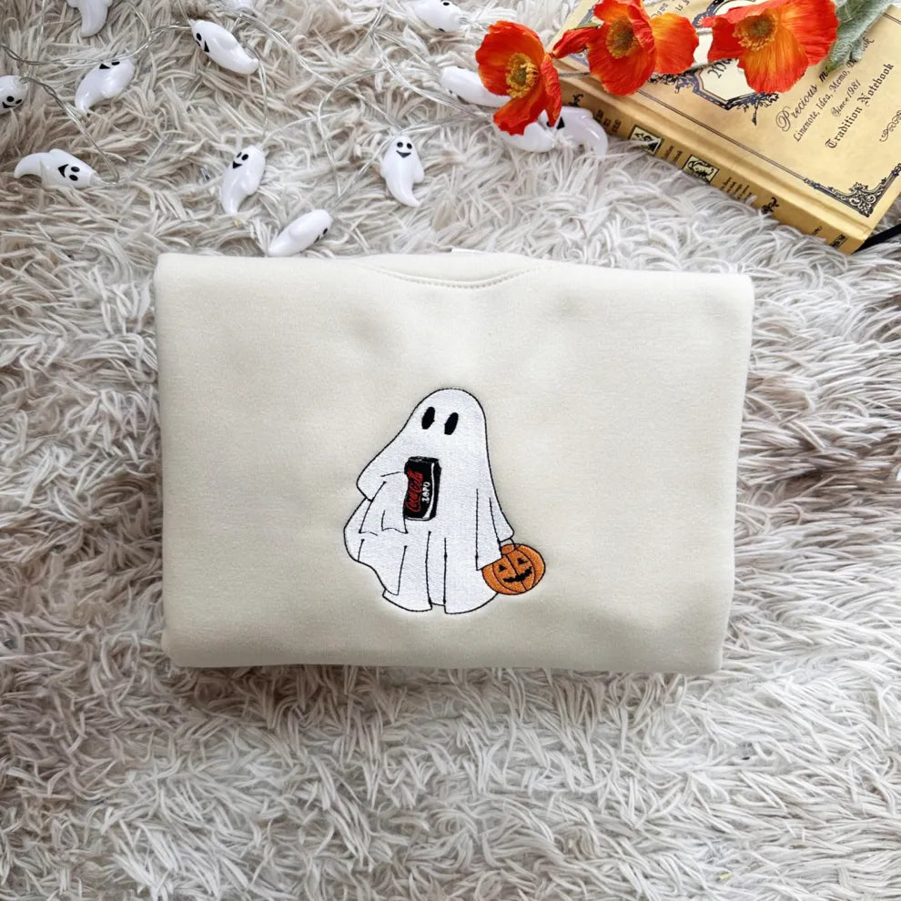 Ghost Drinking Embroidered Sweatshirt
