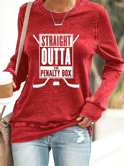 Women's Straight Outta the Penalty Box Printed Casual Sweatshirt