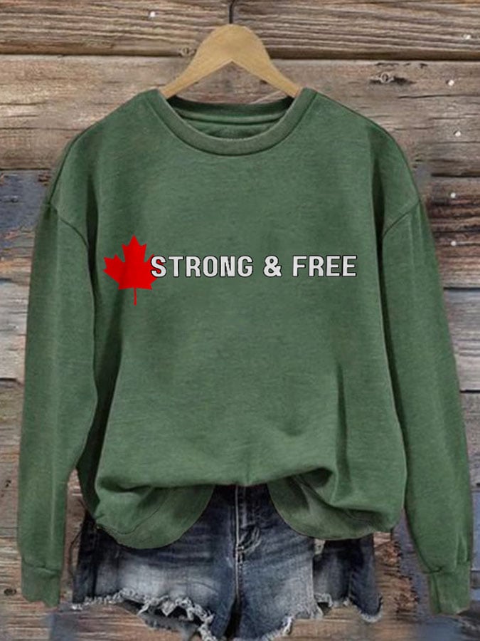 Women'S Canada Strong And Free Print Sweatshirt