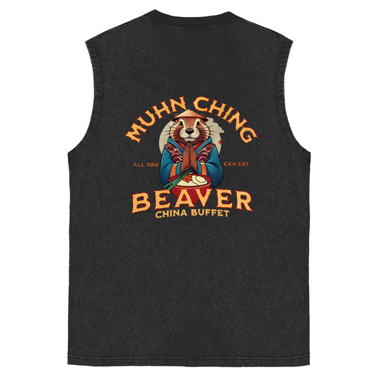 Muhn Ching All You Can Eat Beaver China Buffet Art Print Cotton Sleeveless Tank Tops