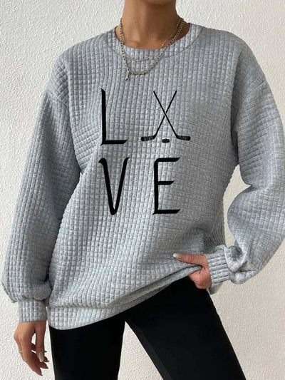 Women's Love Ice Hockey Print Long Sleeve Sweatshirt