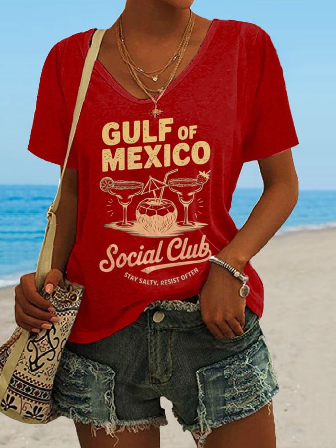 Women's Gulf Of Mexico Print Casual T-Shirt