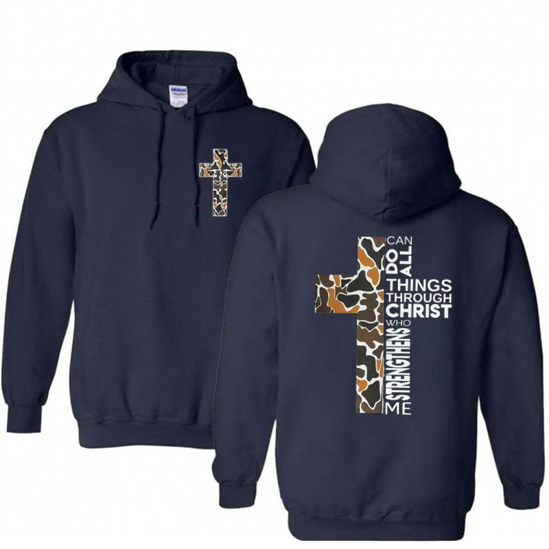 Can Do All Thins Through Christ Pattern Printed Classics Hooded Sweatshirt