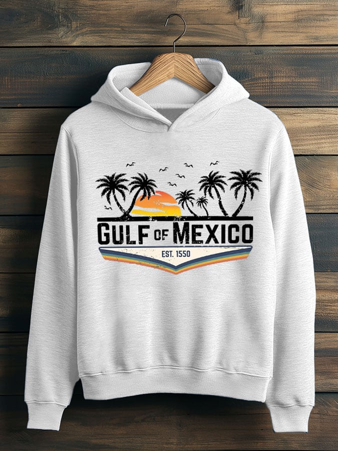 Men's Gulf Of Mexico Print Casual Hooded Sweatshirt