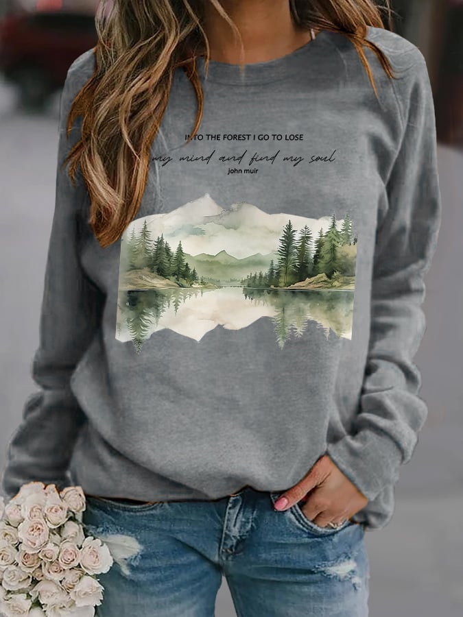 Retro Hiking Outdoors Camping And Into The Forest I Go To Lose My Mind And Find My Soul Print Sweatshirt
