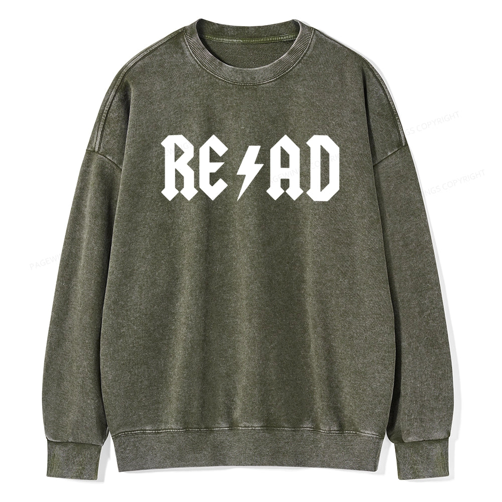 Read Back In The Library "rock And Roll" Unisex Washed Sweatshirt