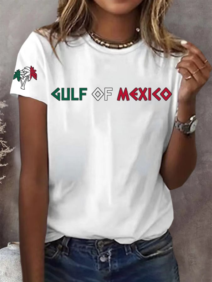 Women's Gulf Of Mexico Print Round Neck T-Shirt