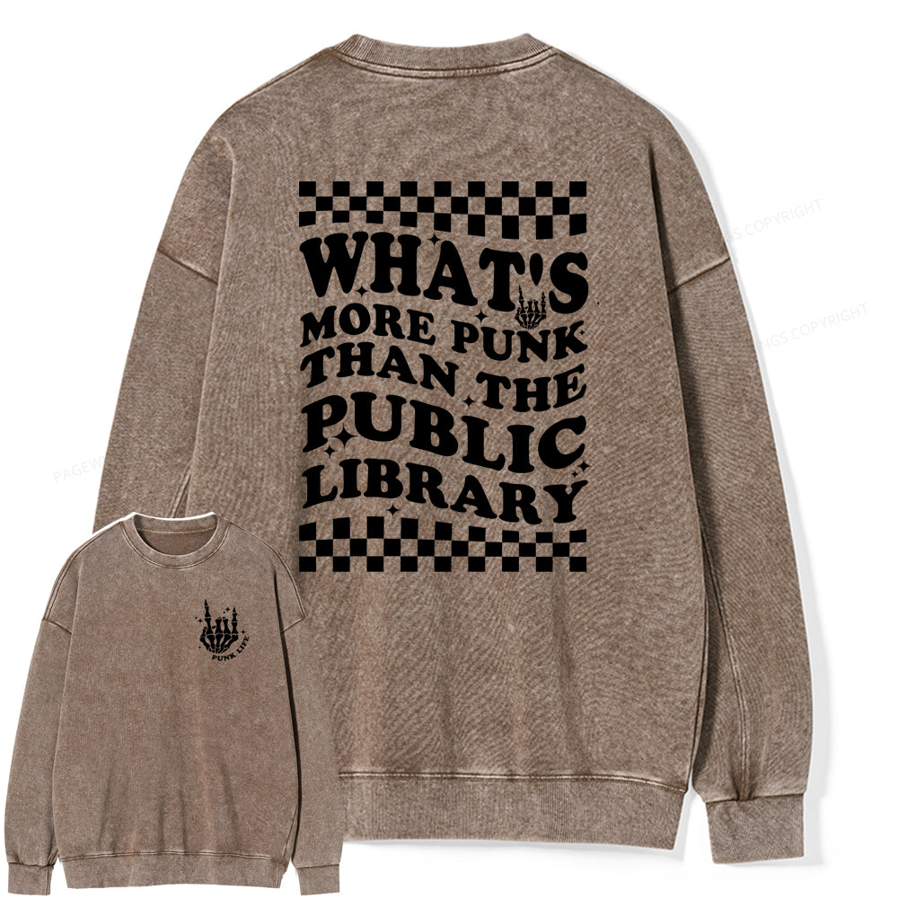 punk the public library Unisex Washed Sweatshirt