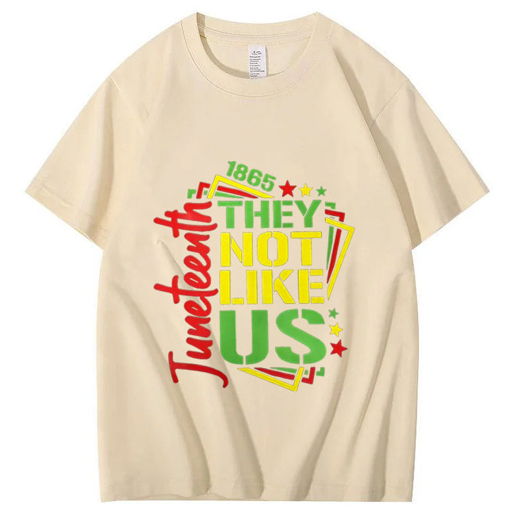 Juneteenth 1865 The Not Like USA Pattern Print 100%Cotton T-Shirt