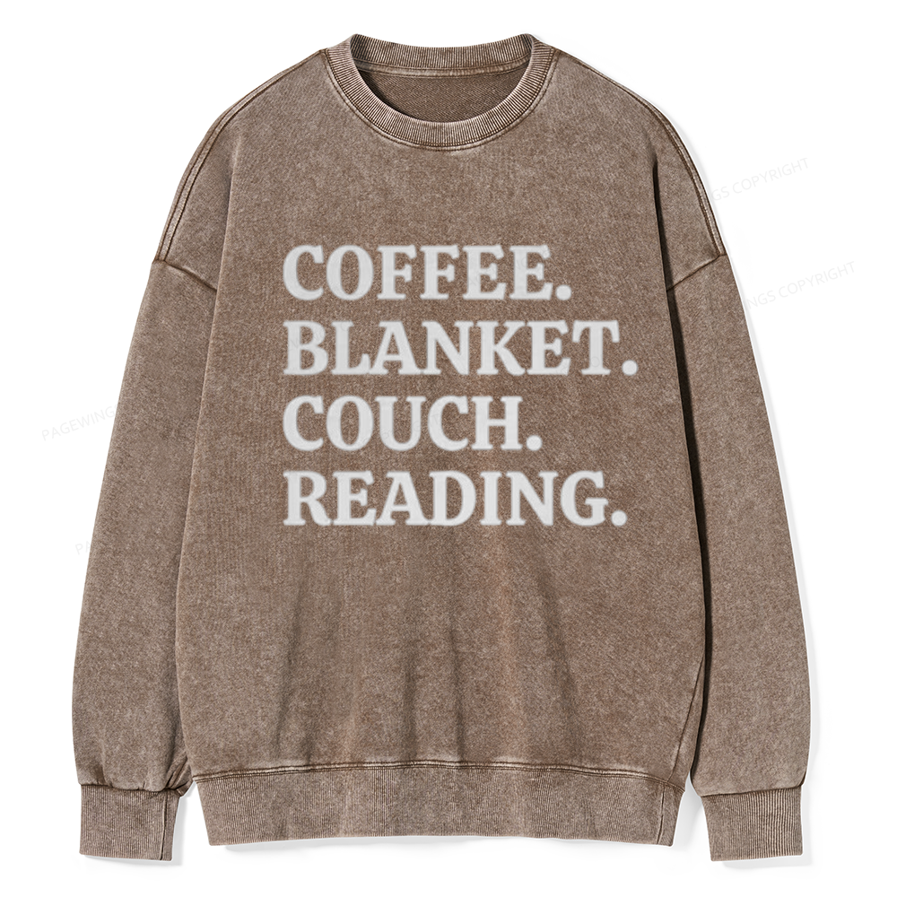 Coffee Blanket Couch Reading Unisex Washed Sweatshirt