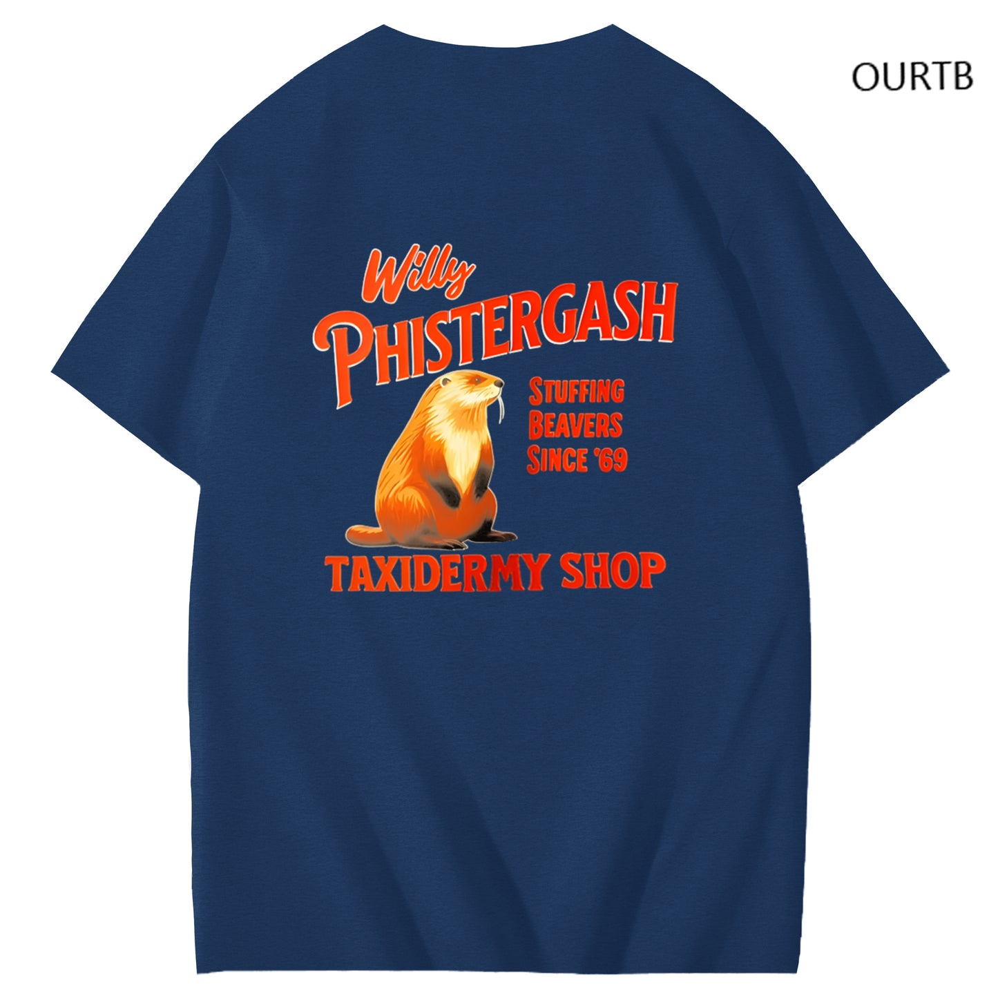 Willy Phistergash Stuffing Beavers Since'69 Taxidermy Shop Art Pattern Print T-Shirt