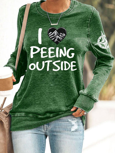 Women'S Retro Hiking I Love Peeing Outside Print Sweatshirt