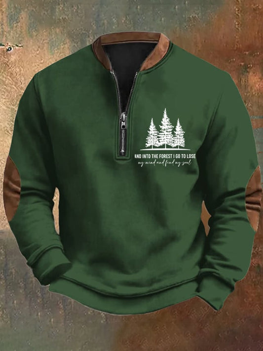 Men's Retro Hiking Outdoors Camping And Into The Forest I Go To Lose My Mind And Find My Soul Printed Sweatshirt