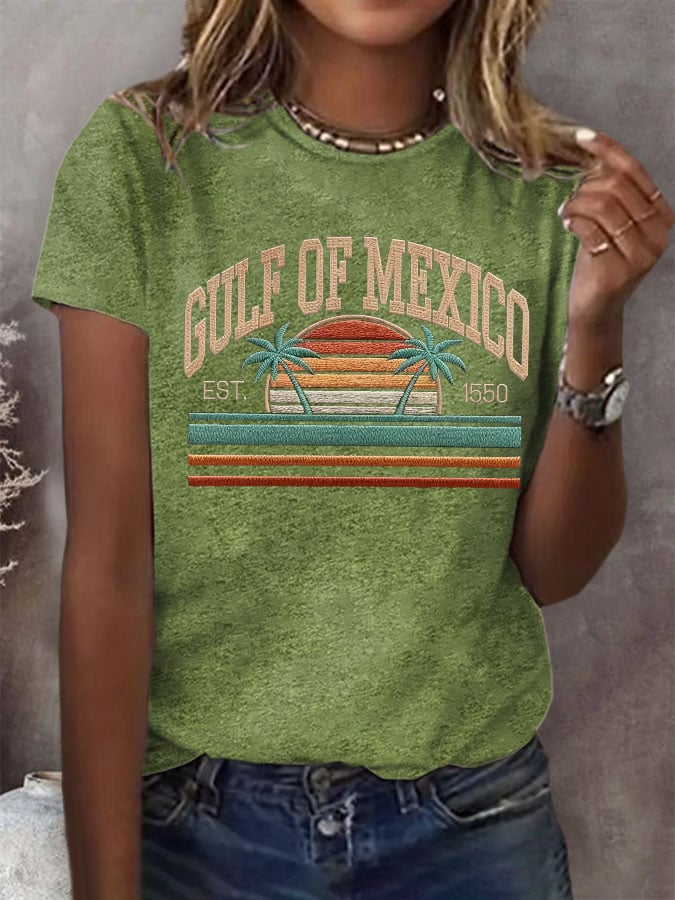 Women's Retro Gulf of Mexico Print T-Shirt