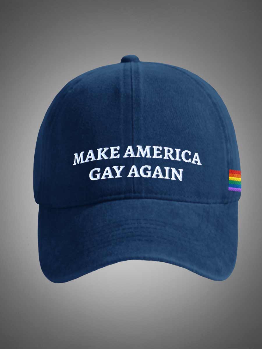 Rainbow Maga Make American Great Again LGBTQ Unisex Distressed Cotton Washed Art Print Hat