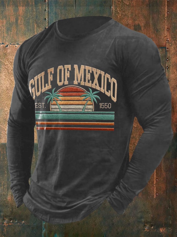 Men'S Retro Gulf of Mexico 1550 Print T-Shirt