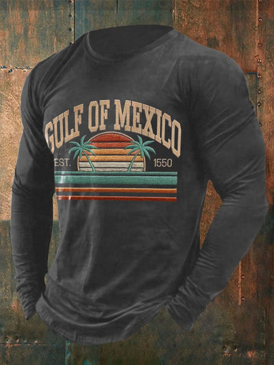 Men'S Retro Gulf of Mexico 1550 Print T-Shirt