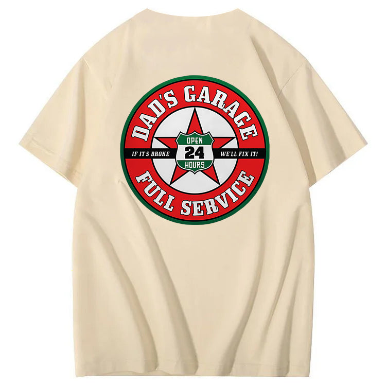 Dad's Garage Full Service If It's Broke We'll Fix It Printed Men's T-shirt