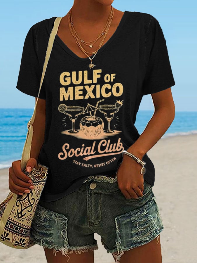 Women's Gulf Of Mexico Print Casual T-Shirt