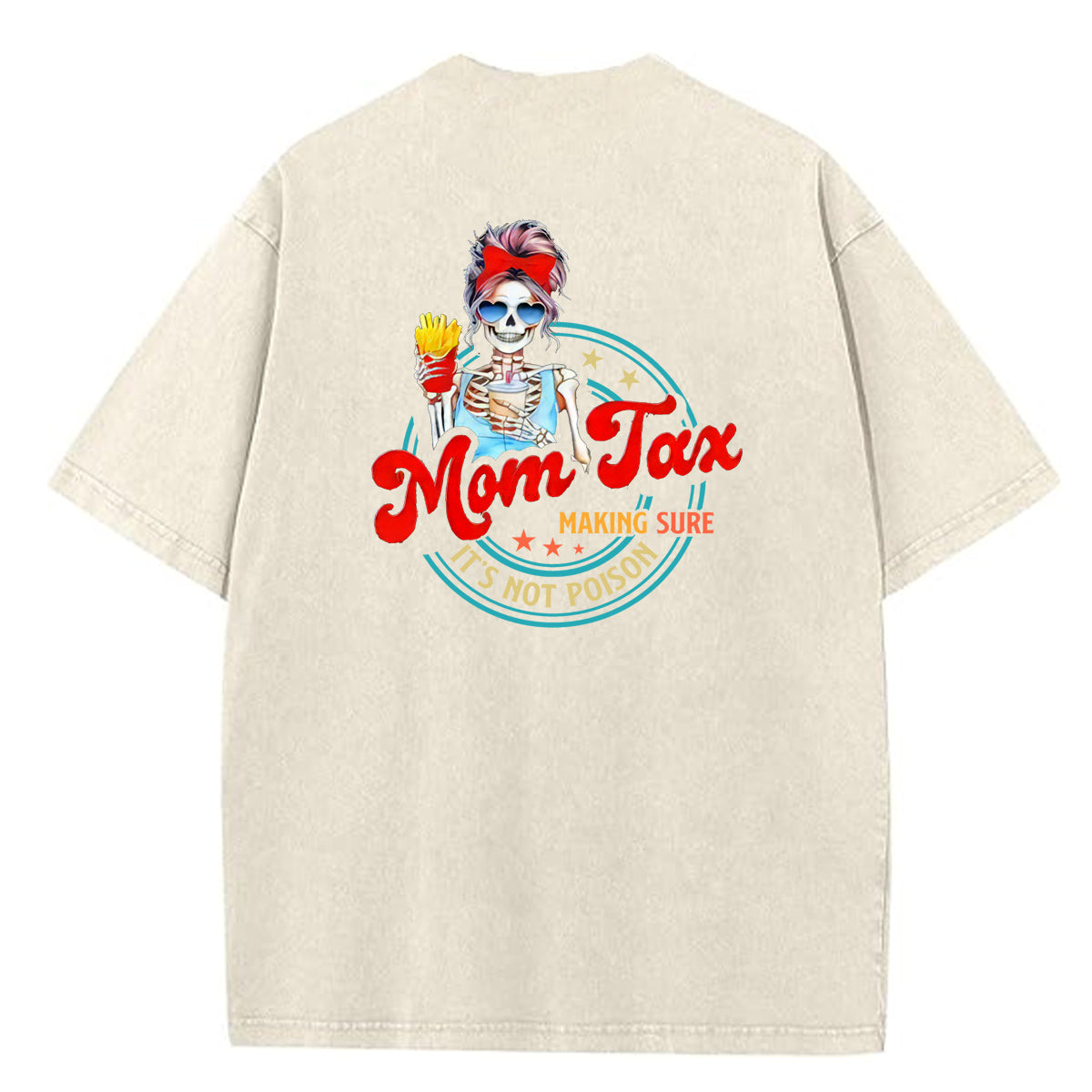 Mom Tax Washed And Distressed Pattern Crew Neck T-Shirt