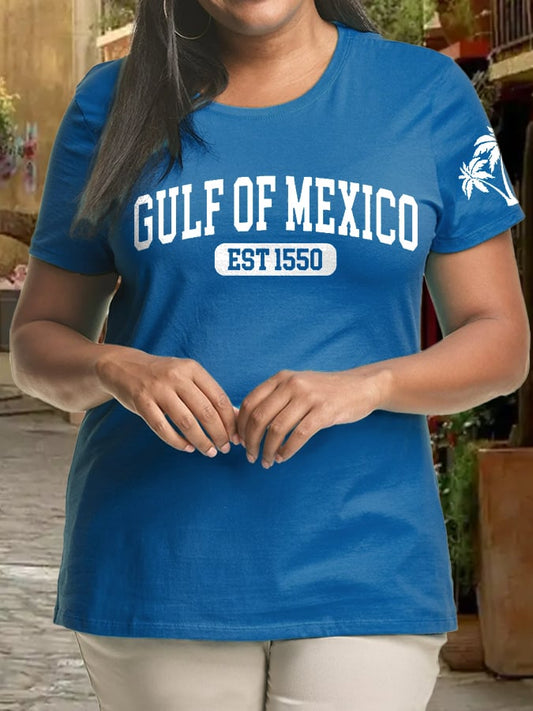 Women's Plus Size Gulf Of Mexico Print Crew Neck T-Shirt