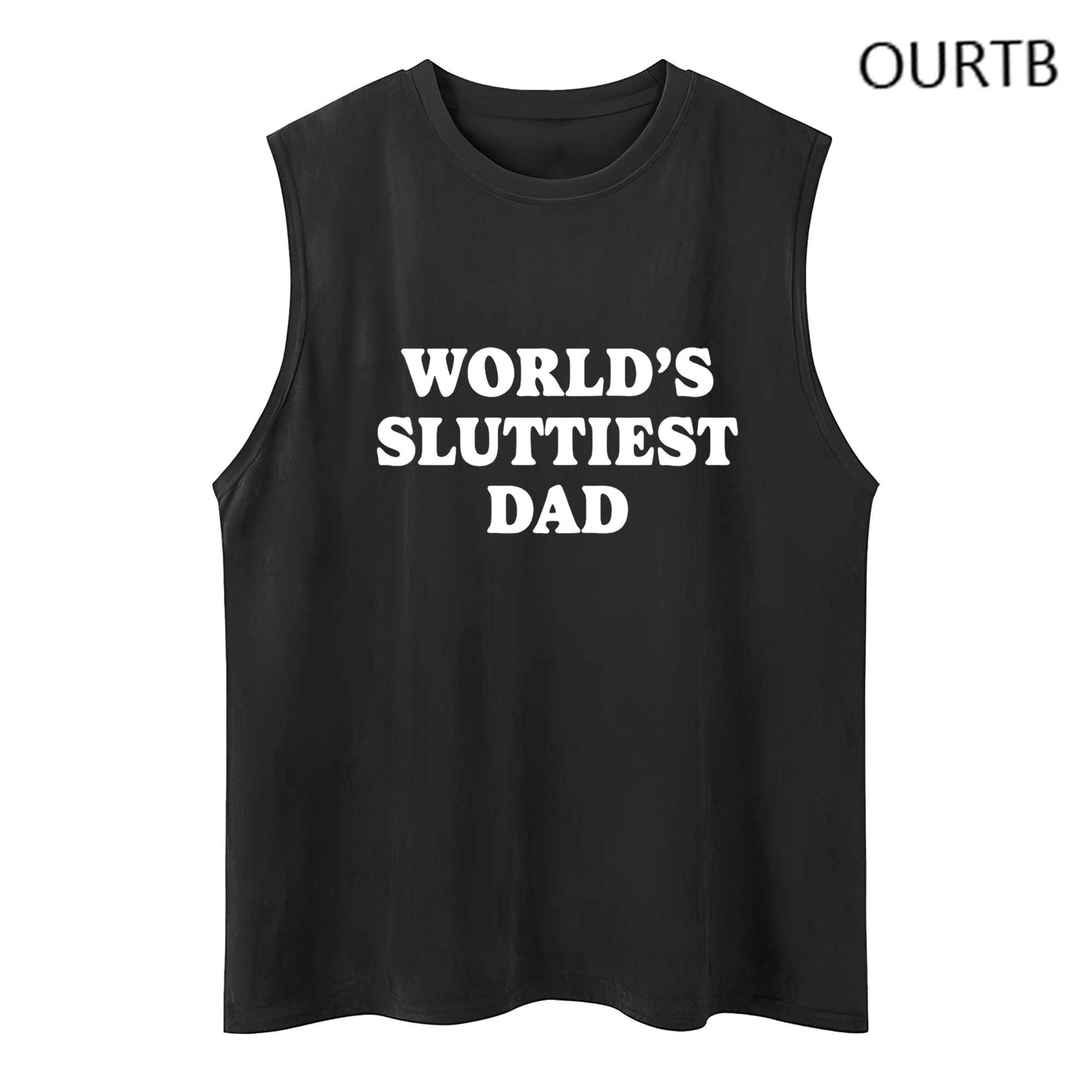 World's Dad Funny Adult Discomfort Art Print Cotton Sleeveless Tank Tops