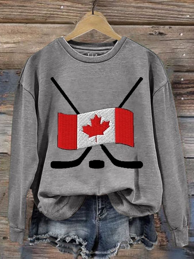 Women'S Canada Hockey Print Sweatshirt