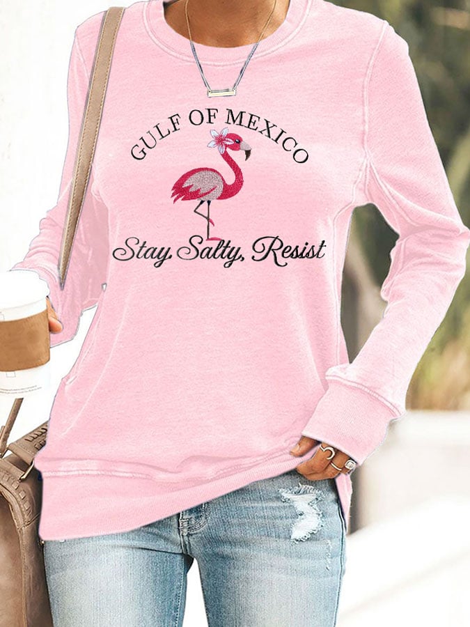 Women's Gulf Of Mexico Print Round Neck Sweatshirt