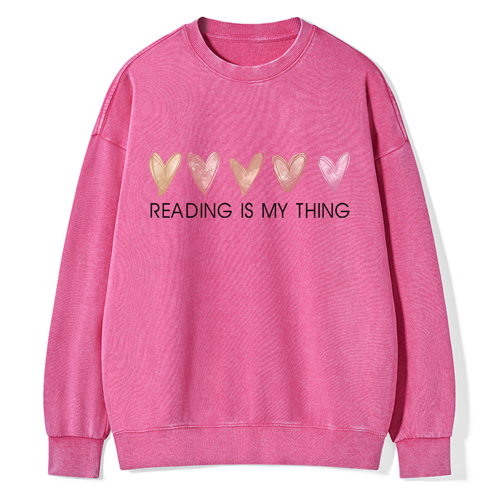 Reading is My Thing Unisex Washed Sweatshirt