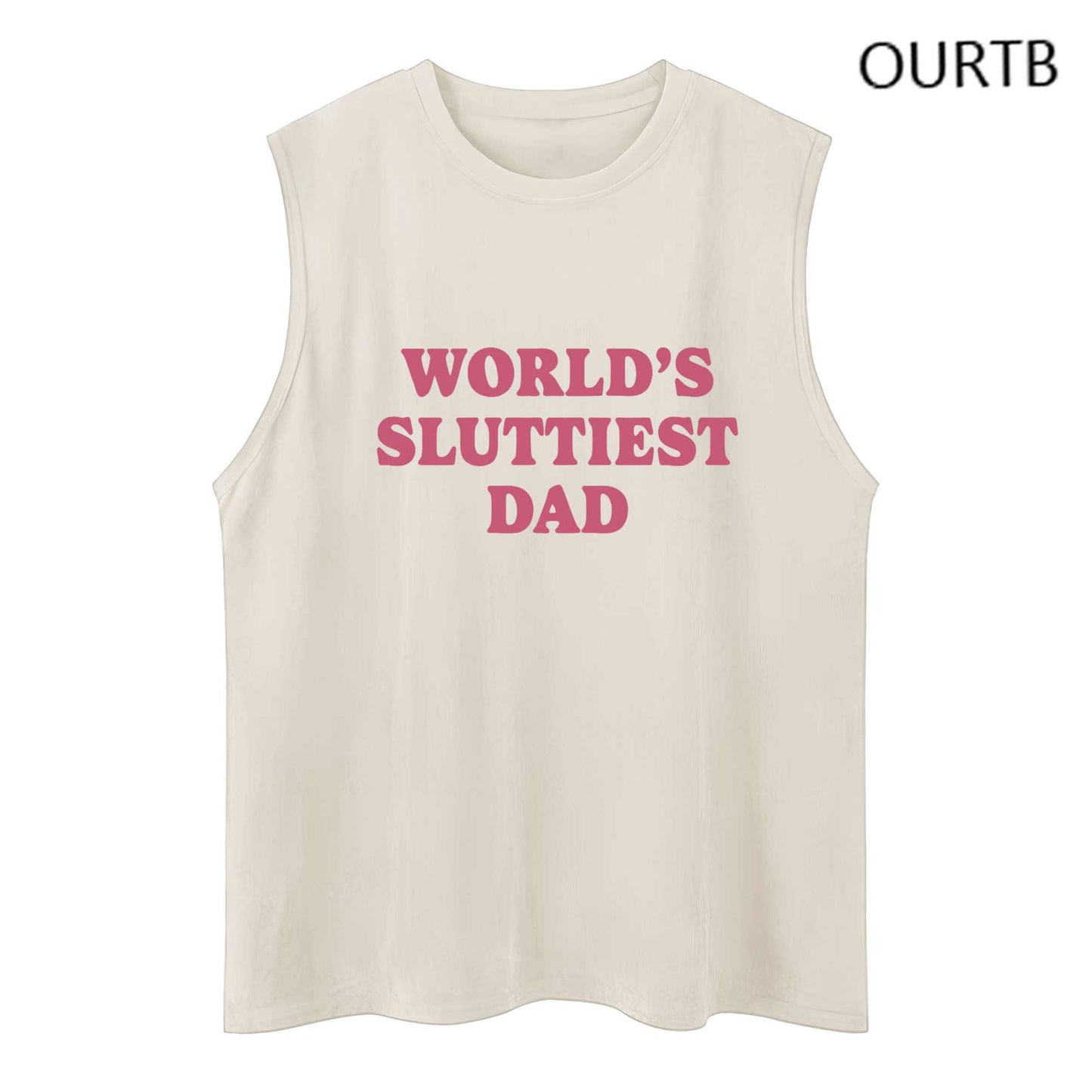 World's Dad Funny Adult Discomfort Art Print Cotton Sleeveless Tank Tops
