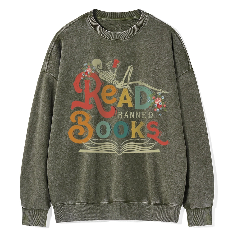 Read Banned Books Unisex Washed Sweatshirt