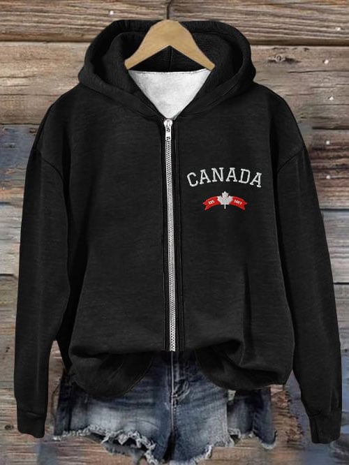 Women'S Canadian Print Zip Hoodie