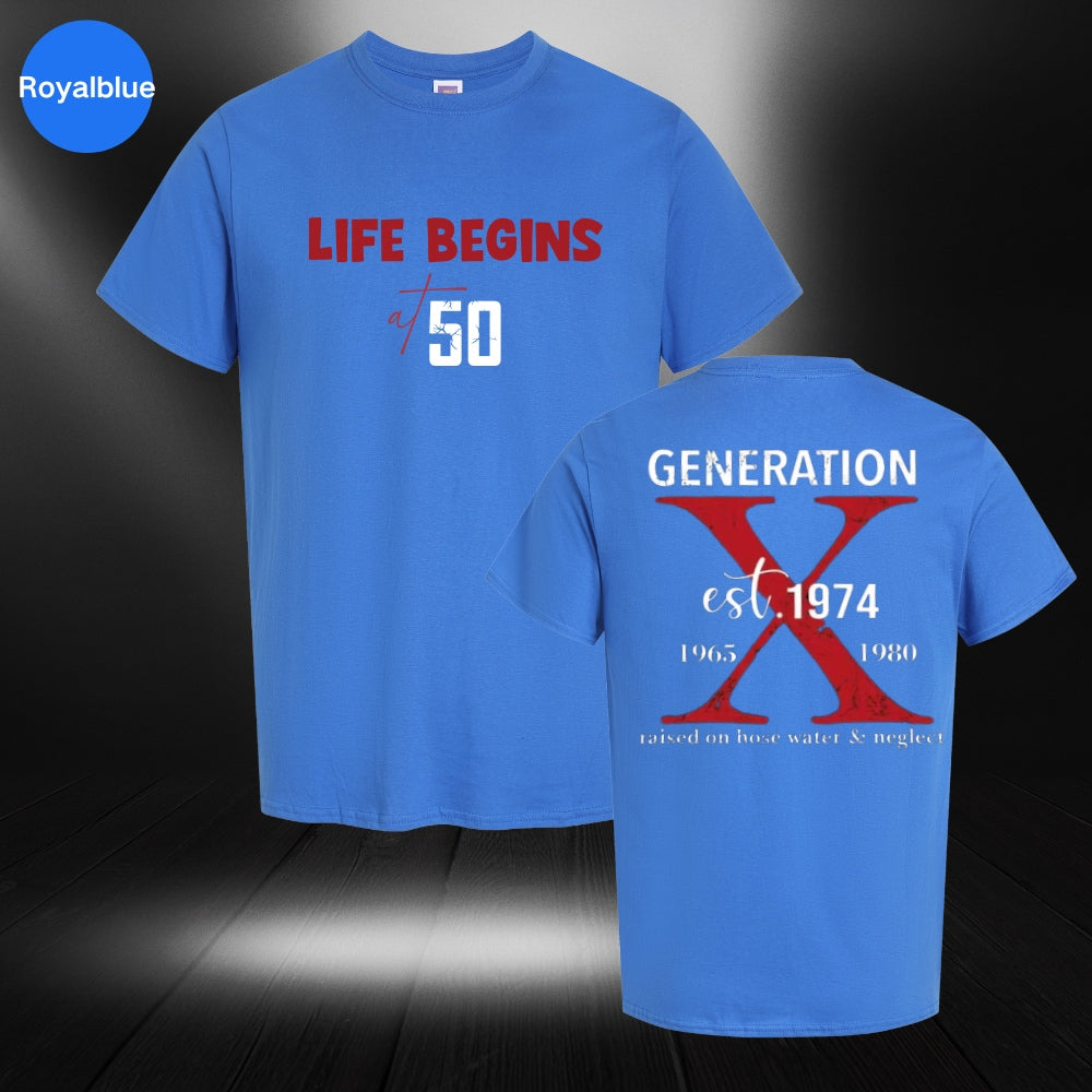 Gen X 50th Birthday T-Shirt,Life Begings At 50,Funny Generation Shirt,Gift For Dad,For Friend