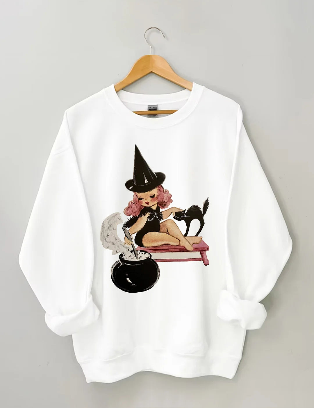 Halloween Little Witch Girl Cat Sweatshirt