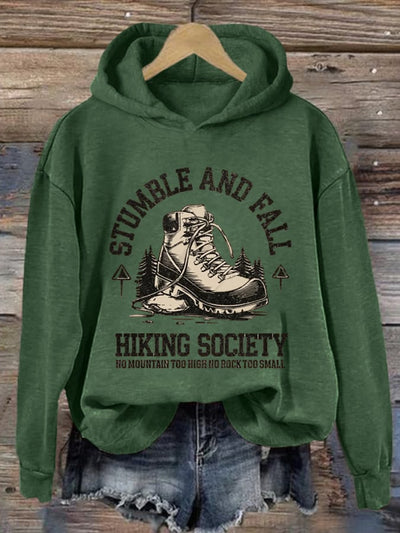 Women's No Mountain Too High No Rock Too Small Printed Hooded Long Sleeve Sweatshirt