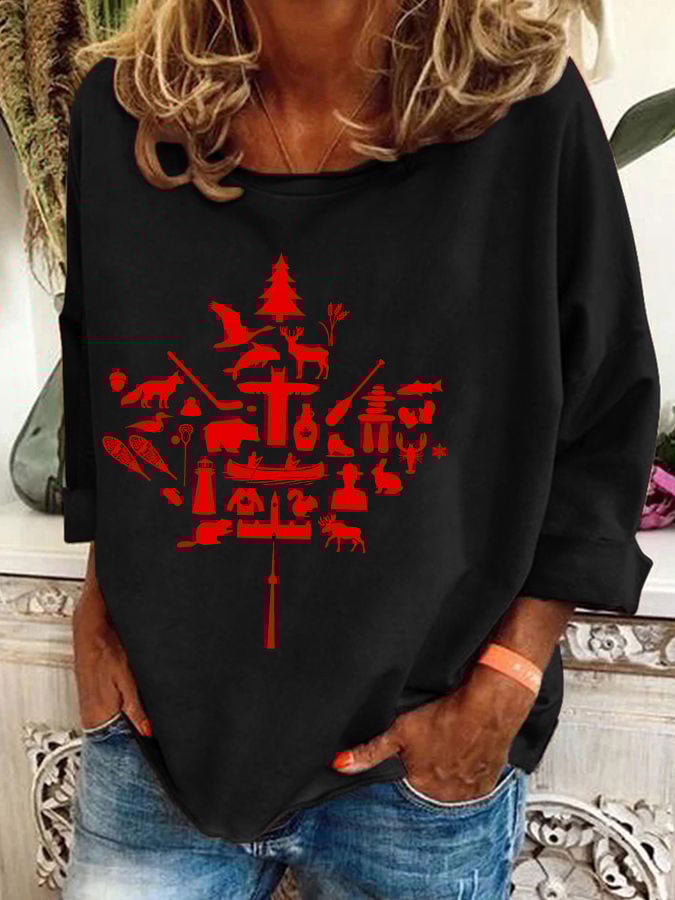 Women's Canadian Maple Leaf Print Sweatshirt