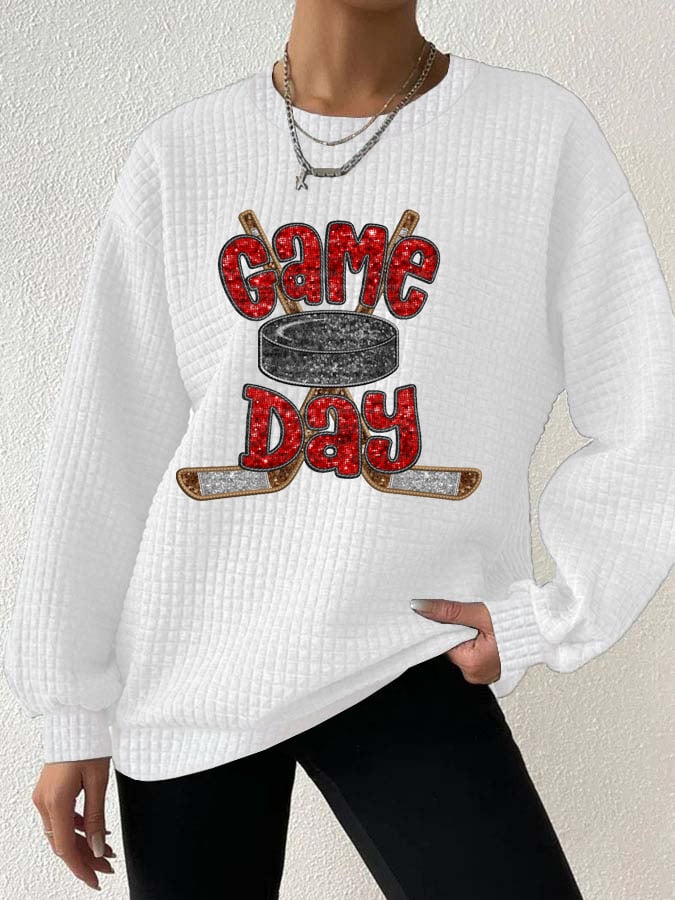 Women's Game Day Ice Hockey Print Long Sleeve Sweatshirt
